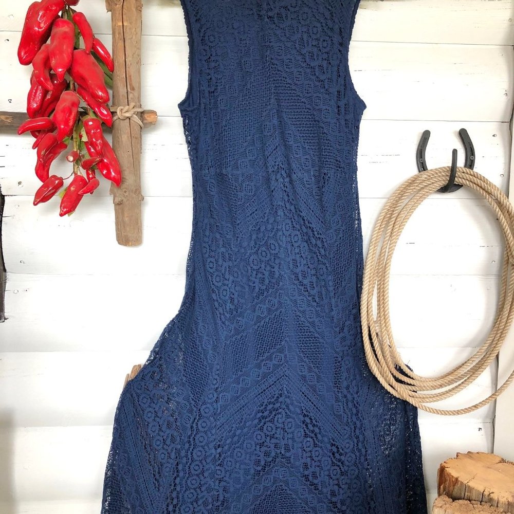 Dark Blue Lace Maxi Dress